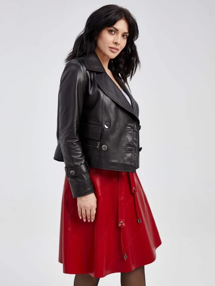 Кожаная расклешенная юбка из натуральной кожи 01рс, красная, размер 52, артикул 85140-4