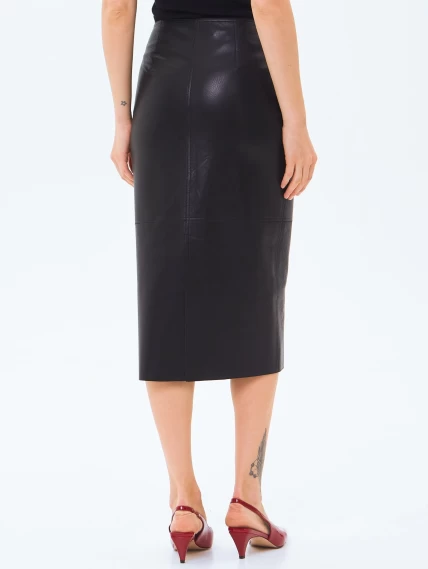 Кожаная юбка-карандаш 18, черная, размер 44, артикул 86000-5