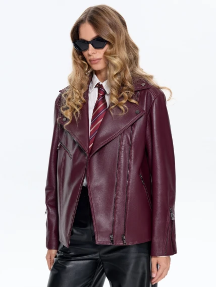 Бордовая кожаная женская куртка косуха 3047, размер 46, артикул 24770-3