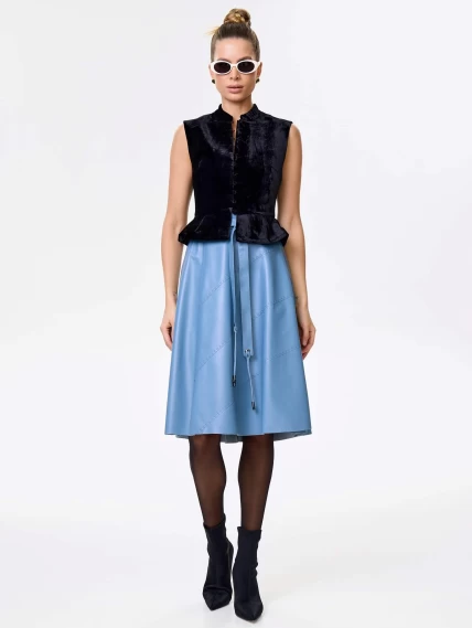 Голубая кожаная юбка 01рс, размер 46, артикул 85452-6