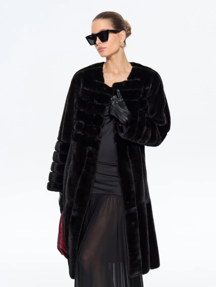 Черная норковая женская шуба BRASCHI ELN 32, размер 46, артикул 34360-1