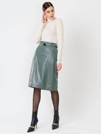 Оливковая кожаная юбка карандаш 02рс-0