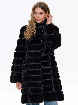 Поперечная женская шуба из меха норки BRASCHI ELM 047-0