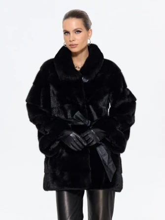Черная женская норковая шуба MANAKAS 2478-0