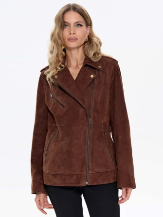 Замшевая женская куртка косуха премиум класса 3079з-1