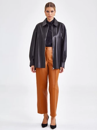 Кожаная женская куртка на молнии премиум класса 03-1