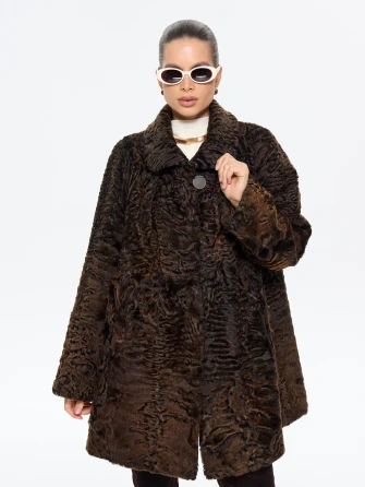 Короткая женская шуба из меха каракульчи Лиза-0