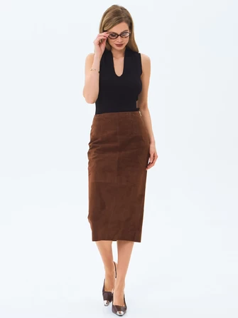 Замшевая юбка-миди 18з-0