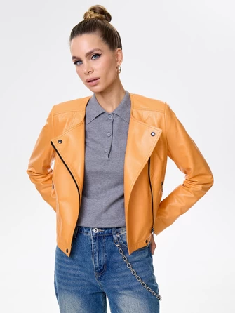 Оранжевая кожаная косуха для женщин 389-0